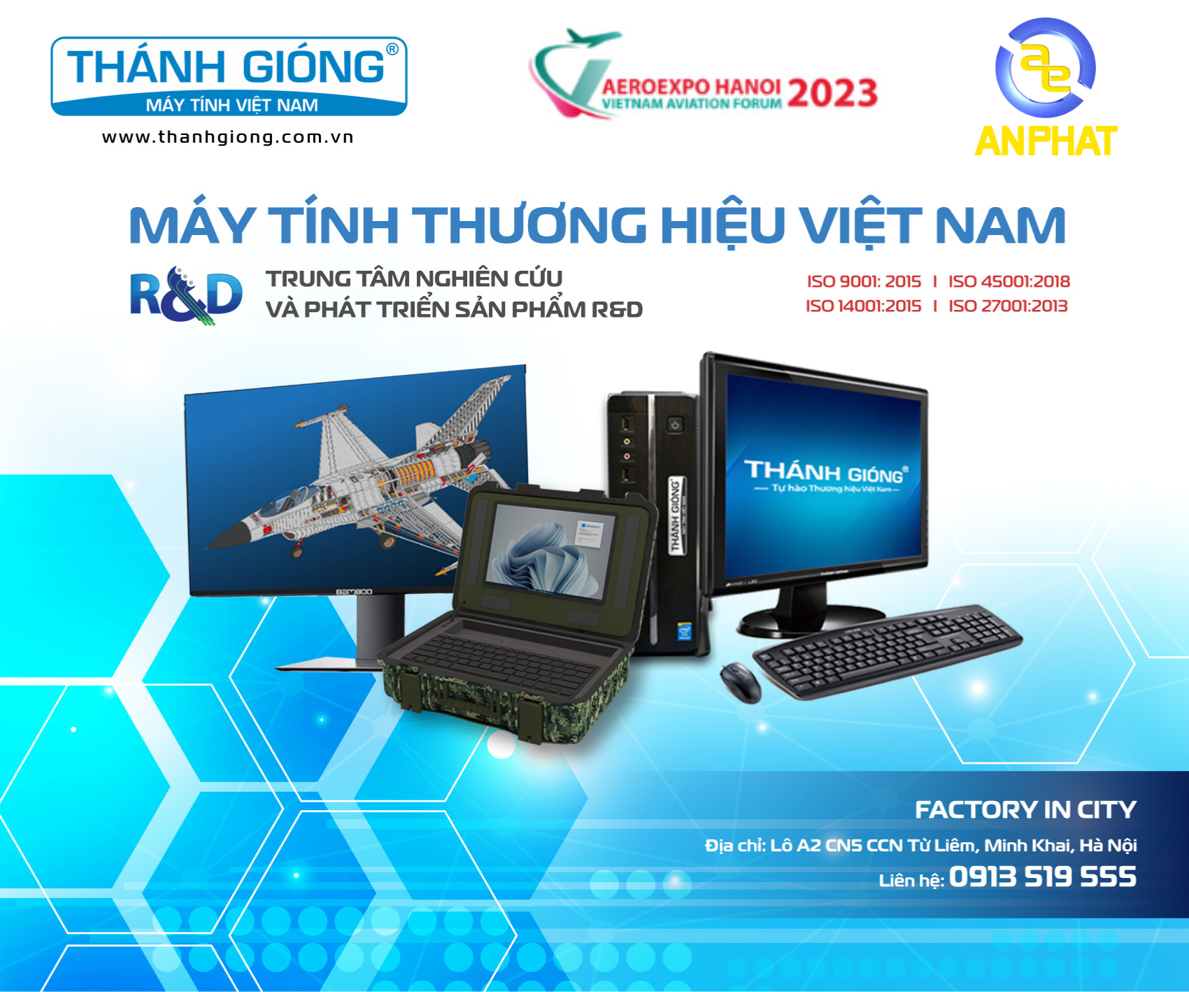 CÔNG TY MÁY TÍNH THÁNH GIÓNG KẾT HỢP CÙNG CÔNG TY MÁY TÍNH AN PHÁT TRONG TRIỂN LÃM AEROEXPO HANOI 2023
