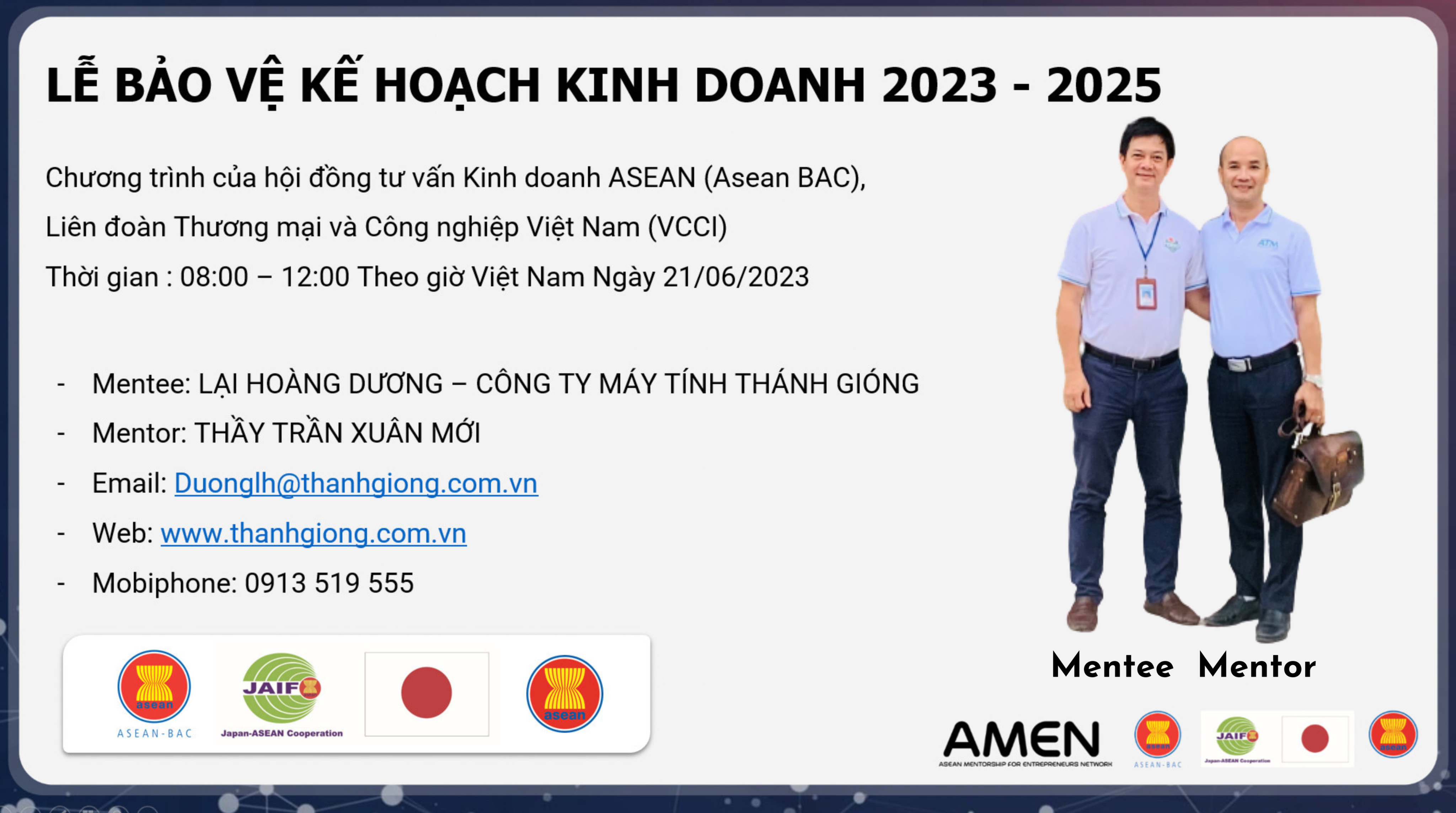 LỜI CẢM ƠN - TRI ÂN KHÓA HỌC MẠNG LƯỚI CỐ VẤN DOANH NGHIỆP ASEAN (AMEN)