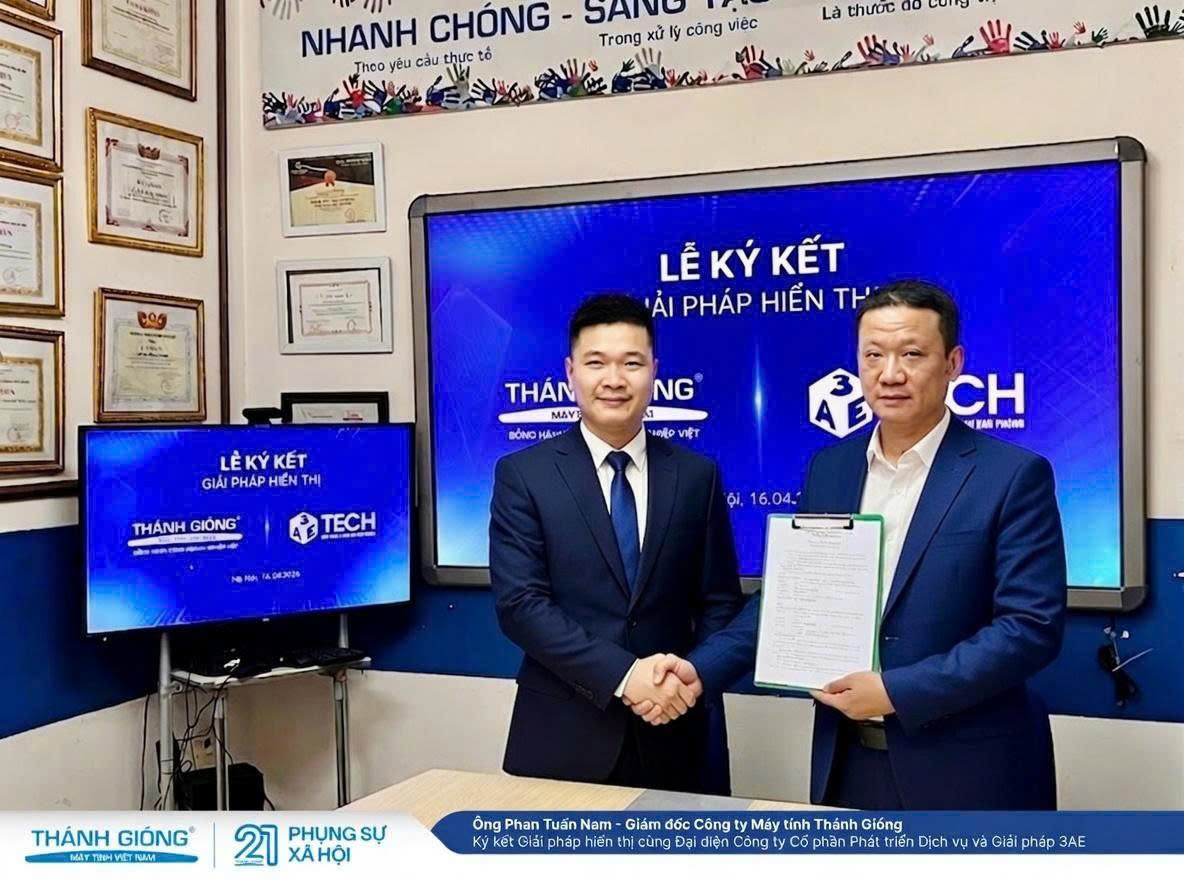 MÁY TÍNH THÁNH GIÓNG KÝ KẾT GIẢI PHÁP HIỂN THỊ CÙNG 3AE TECH